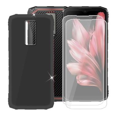 Imagem de Capa para Doogee Blade 10 Pro (16.7 cm) + protetor de tela (pacote com 2), capa de silicone ultrafina à prova de choque antiarranhões + vidro temperado - preta