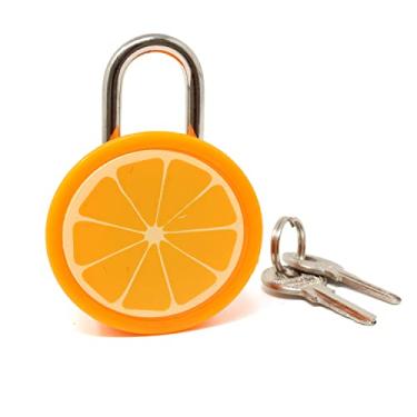 Imagem de Honbay Mini cadeado de frutas laranja fofo com chaves - para caixa de joias, bolsa, mochilas, armário, baú do tesouro, malas, armários, caixa de cartas, diário, caderno, etc