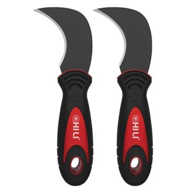 Imagem de CHILI Faca de linóleo para piso de ferramentas com lâmina de aço carbono endurecido SK-5 e alça de borracha macia não aderente para cortar tapete, piso de vinil, linóleo, papel de parede, feito em Taiwan (2 peças)