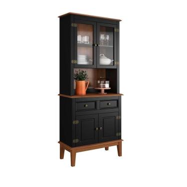 Imagem de Arca E Oratório 4 Portas E 2 Gavetas - Madeira Maciça Preto