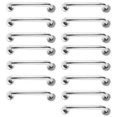 Imagem de Barra de Apoio Inox 40cm Kit 15 Unidades Segurança Idoso Cadeirante Deficiente Banheiro Box Acessibilidade Corrimao Escada Suporte
