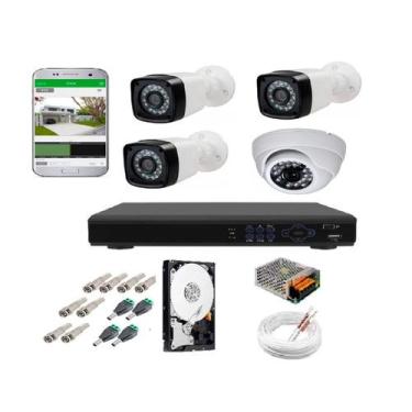 Imagem de Kit Cftv 4 Câmeras Infravermelho Segurança 1mp 20m Dvr Full Hd 4 Ch c/