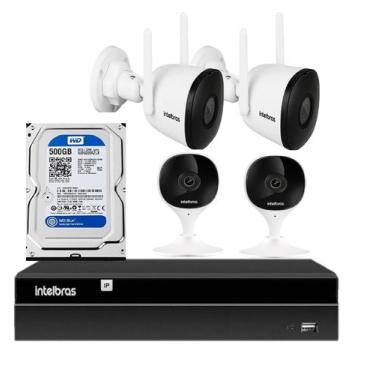 Imagem de Kit Cftv Wi-fi 2 IMX E 2 IM5 S C/ Hd 500gb Nvd 4ch Intelbras