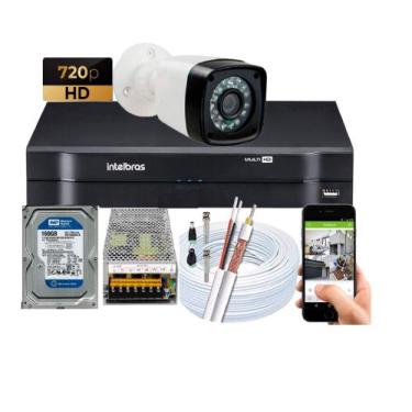 Imagem de Kit Camera Externa Bullet Hd 720p Dvr Intelbras C/Hd 160gb