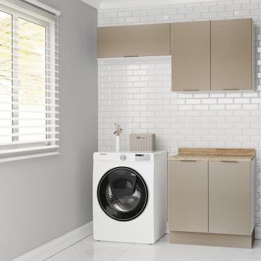 Imagem de Lavanderia Modulada 3 Peças 2 Armários Aéreos 4 Portas 1 Balcão Ipanema Cabecasa Madeiramadeira Cinza Trama