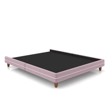 Imagem de Cama Avulsa para Colchão Queen Torres Pés em Madeira Veludo Rosê G91 -