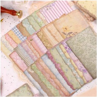 Imagem de Diuhofart 180 folhas de papel para scrapbook vintage, diário para scrapbooking, suprimentos para artesanato, papel de fundo com aspecto antigo e envelhecido para diários indesejados, criação