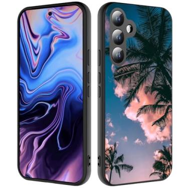 Imagem de HTTYYTRYT Capa para Galaxy S24 FE, suporta carregamento sem fio, ultrafina, à prova de choque, antiderrapante, antiderrapante, para Samsung Galaxy S24 FE 6,7 polegadas 2024 - Palmeiras ao anoitecer