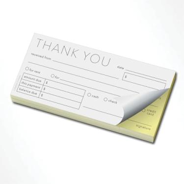 Imagem de Livro de recibos em 2 partes – Thank You Model F – 15 x 2,75 polegadas, 50 recibos (100 folhas) – Cópias sem carbono brancas e amarelas, livro de recibos para pequenas empresas