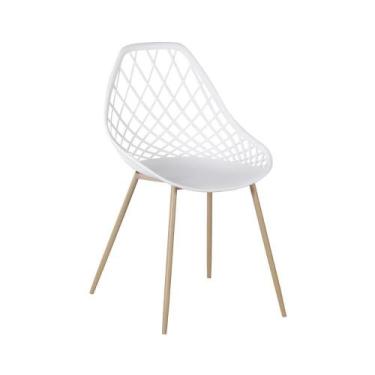 Imagem de Cadeira De Jantar Cloe Branca Base Aco Rivatti Kit 4 Unid