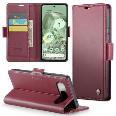 Imagem de Phernykas Capa para carteira Pixel 8A com suporte para cartão, fecho magnético com bloqueio de RFID, à prova de choque, capa protetora de couro PU para carteira flip do Google Pixel 8A - vermelha