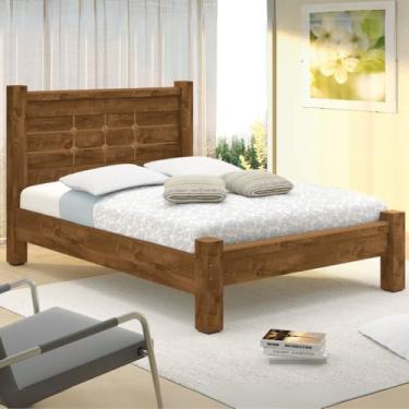 Imagem de Cama de Casal Modelo Imperial cpm Cabeceira e Estrado Reforçado em Madeira Resistente - Marrom