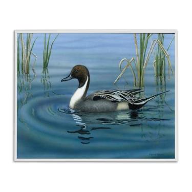 Imagem de Stupell Industries Pintail Loon in Pond White Framed Giclee Wall Art Design por Valerie Rogers, 20 x 16