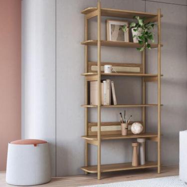Imagem de Estante Hera 180 cm 6 Prateleiras Palhinha Pé Madeira Oslo Artesano, H