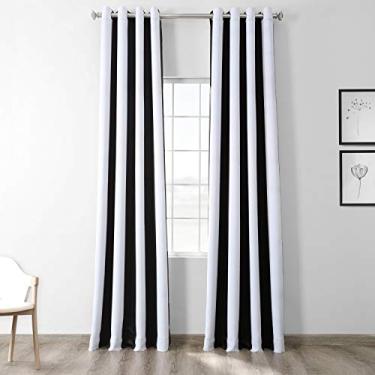 Imagem de HPD Half Price Drapes Cortina de escurecimento de ambiente BOCH-KC43-120-GR listrada (1 painel), 120 x 30 cm, toldo preto e branco neblina