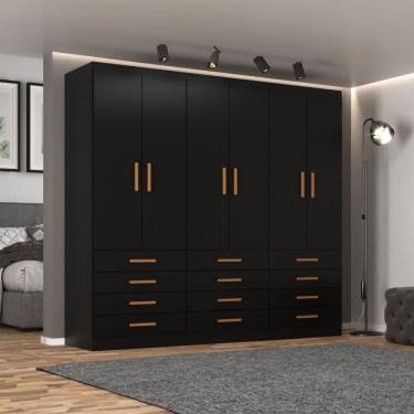 Imagem de Guarda-Roupa Casal Arkansas 6 Portas 12 Gavetas Preto - Pnr Móveis