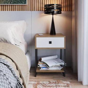 Imagem de Mesa de Cabeceira e Apoio Lateral Industrial com Gaveta - Placa e Pont