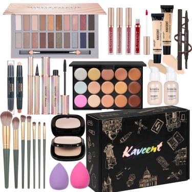 Imagem de Kit de maquiagem kavcent Kit completo com paleta de sombras de 20 cores