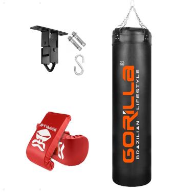 Imagem de Kit Boxe - Saco de Pancada 160cm + Luvas de Muaythai + Suporte de Teto Chumbador Parabolt - Gorilla