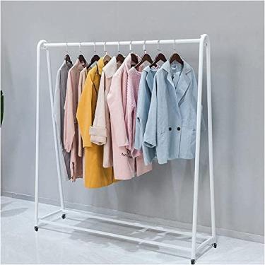Imagem de LIFOND Cabide para roupa com rodas, cabide independente de metal resistente, fácil de montar para armazenamento de roupas, suporte de exibição, barra de roupa para decoração de quarto, branco A