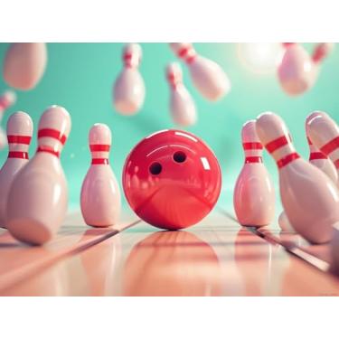 Imagem de UPABLUNSO Bola de jogo de boliche 5D pintura de arte de diamante para adultos broca completa diamante redondo por números kits para iniciantes gemas ponto cruz para decoração de parede 30,5 x 40,6 cm