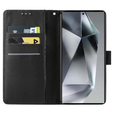 Imagem de Capa Capinha Carteira Flip Couro Compatível Samsung Galaxy S24 Ultra Premium (PRETO)