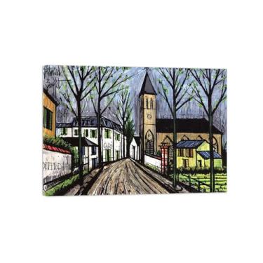 Imagem de Bernaard Bufffet Pinturas famosas decoração-Village Street-Abstrato Impressão Lona Prontas para Pendurar 50x70cm20x27in Tela Embrulhada