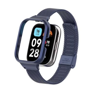 Imagem de T-BLUER Compatível com pulseiras Xiaomi Redmi Watch 3 Active, pulseira de substituição de aço inoxidável para Redmi Watch 3 Active Smart Watch, azul escuro