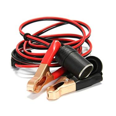 Imagem de Cabo de extensão de soquete de isqueiro de carro 16 AWG fêmea de 1,5 m com clipes jacaré de bateria de carro com fusível de 15A