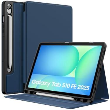 Imagem de MoKo Capa para Samsung Galaxy Tab S10 FE/ S9 FE 5G 10,9 polegadas 2025/2023, S9 11 polegadas 2023 com suporte para caneta S, capa fina de visualização multiângulo com capa traseira de TPU macio para