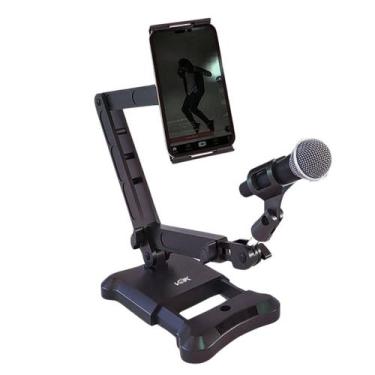 Imagem de Suporte para Celular de Mesa com Encaixe de Microfone Voik MTR12
