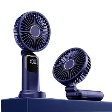 Imagem de Waillynice Ventilador portátil 3 em 1 para mulheres - bateria de 4200 mAh, visor digital de 5 velocidades, ventilador dobrável de mão/pescoço/mesa, ventilador de maquiagem ultra silencioso para