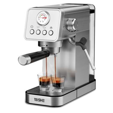Imagem de YASHE Máquinas De Café Expresso 20 Bar, Cafeteira 1350 W Atualizada Com Vaporizador Leite E Reservatório Água Removível 37,2 Oz, Semiautomática, Máquina Cappuccino Para Uso Doméstico