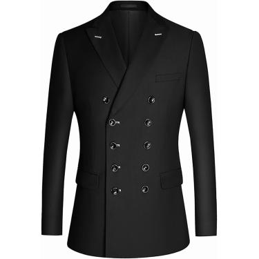 Imagem de Terno Masculino Blazer Jaqueta Negócios Casaco Esportivo Blazer De Casamento Lapela Contador Casaco Casual Negócios, Black, 3XL