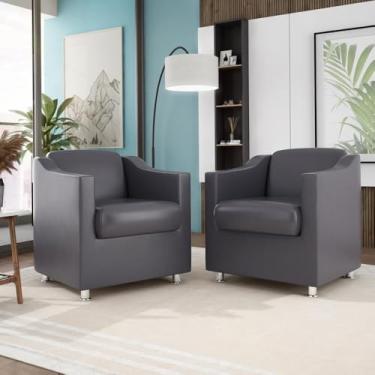 Imagem de Kit 2 Poltronas Decorativas para Consultorio Recepção Cor:cinza