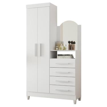 Imagem de Guarda Roupa Cômoda Com Espelho 103cm Maite A02 Azul/rosa/titanium - Mpozenato