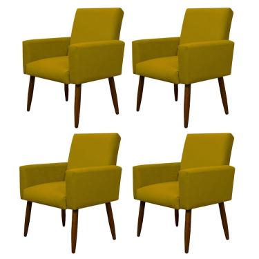 Imagem de Kit 4 Poltronas Decorativa Sala E Quarto Nina Suede Herrero Cor:amarelo