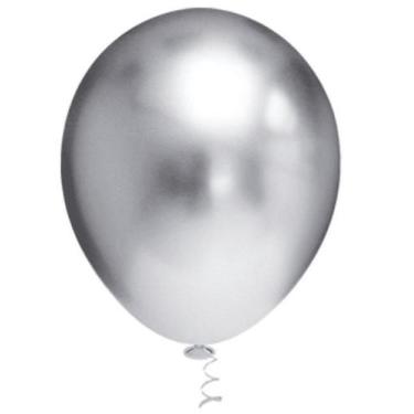 Imagem de BALÃO PLATINO REDONDO - PRATA - PIC PIC Nº 09 - Pacote com 25 unidades