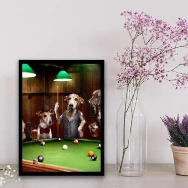 Imagem de Quadro Cachorros Jogando Sinuca 33X24Cm Preta - Quadros On-Line