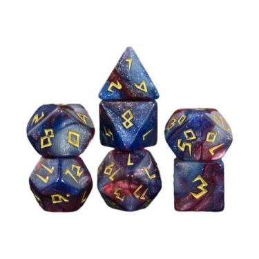 Imagem de Conjunto De Dados Poliédricos Com Glitter De Cores Mistas, 7 Peças D4 