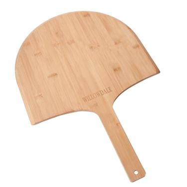 Imagem de WILLOWDALE Casca de pizza de madeira de 40,6 cm, espátula de bambu para transferência e servir, acessórios de forno de pizza de cozinha, tábua de corte grande de madeira com alça para pão de queijo
