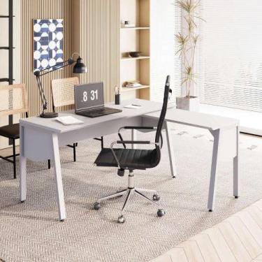 Imagem de Mesa L 1,35m p/ Escritório com Tampo Cavado e Pé Metal F5 - F5 Office 