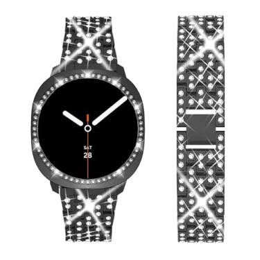Imagem de SUPOIX Pulseira com capa compatível apenas com Samsung Galaxy Watch 8 de 44 mm, pulseira de substituição feminina Bling de 20 mm e capa protetora de policarbonato para Galaxy Watch 8 de 44 mm (preta