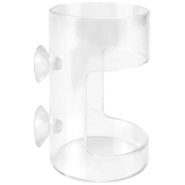 Imagem de Bandeja de pratos para tanque de peixes com ventosa de 9 x 6 cm, tubo de alimentação para tartaruga, transparente, suporte de comida de peixe para alimentação de tartaruga, camarão, betta (redondo)