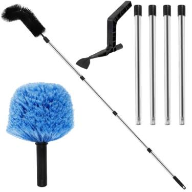 Imagem de Ferramenta de limpeza de calha de 3 m, limpador de calha longa destacável com escova de calha e pá de folhas, escova de limpeza de telhado de calha de chuva de cerdas flexíveis multiuso com 8 seções