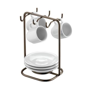 Imagem de Suporte Organizador Pires Xícaras Bancada Cozinha Cor Café Pequeno - 1124CF Future