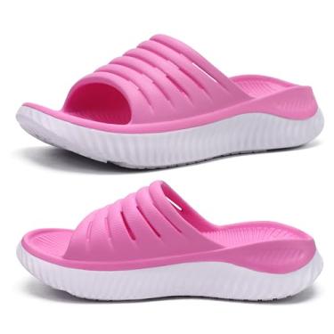 Imagem de KuaiLu Sandálias femininas de recuperação com suporte confortável para fascite plantar, ortopédica feminina com bico aberto e almofada grossa que reduz o estresse nos pés, articulações e costas