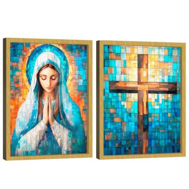 Imagem de Quadro Decorativo Duo Maria e Cruz em Grid Art