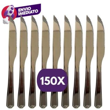 Imagem de Kit Faca Mesa Talher Refeição Jantar Churrasco Inox Premium Cozinha Bu
