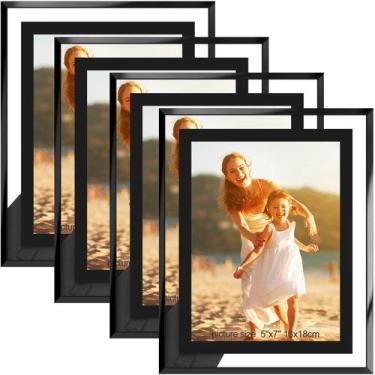 Imagem de Conjunto de 4 porta-retratos HIKWADERY 5x7 pretos com vidro HD